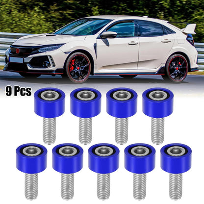 9 x M8x1.25 Exhaust Header Washers Bolts Blue for Honda Acura