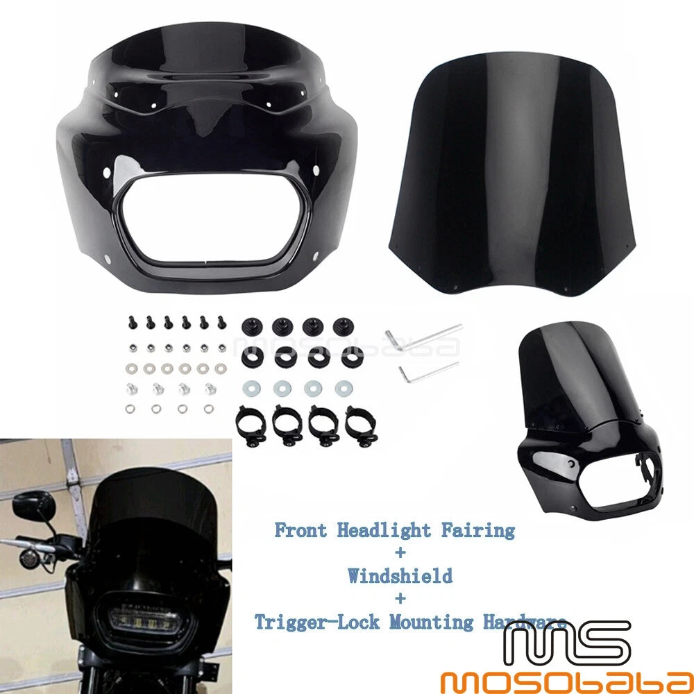 15'' Windshield Front Fairing Black for Harley Softail Fat Bob (2018-2023)