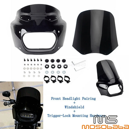 15'' Windshield Front Fairing Black for Harley Softail Fat Bob (2018-2023)