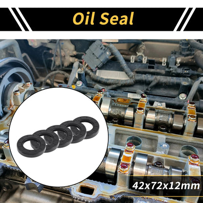 Oil Seal 42x72x12mm Seal Ring NBR Rubber Black 5 Pcs