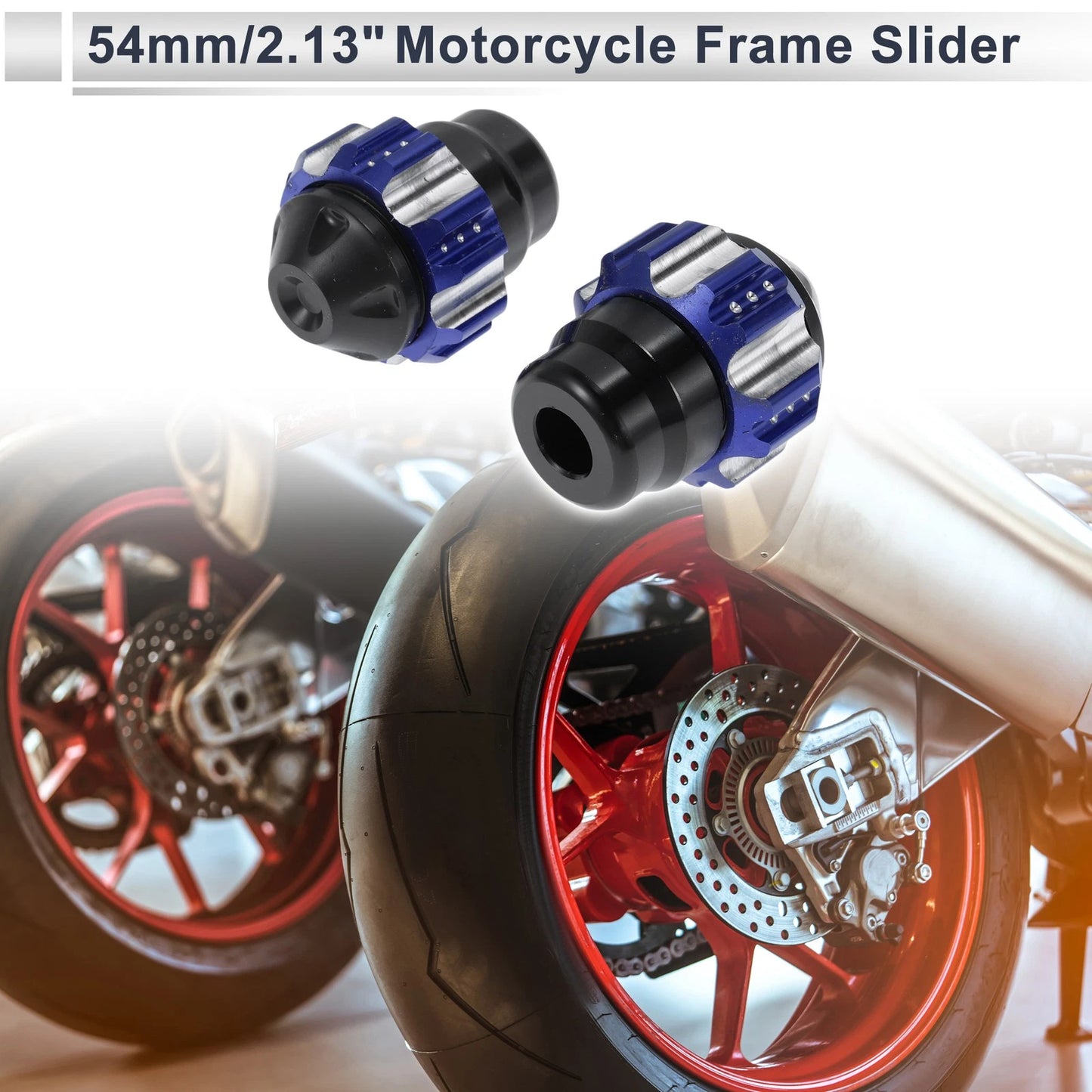 0.59" Aluminum Alloy Plastic Motorcycle Slider Frame 2 x Blue for Make Model