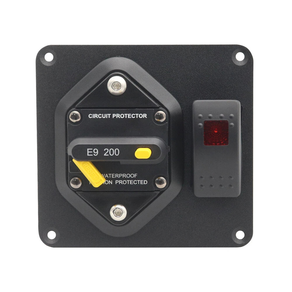 200A Circuit Breaker Panel + Red LED Rocker Switch for Car SUV