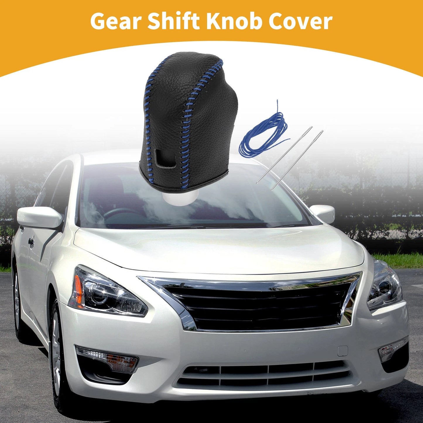 Car Gear Shift Knob Cover for Nissan Altima (2019-2024) Pebbled Black Blue