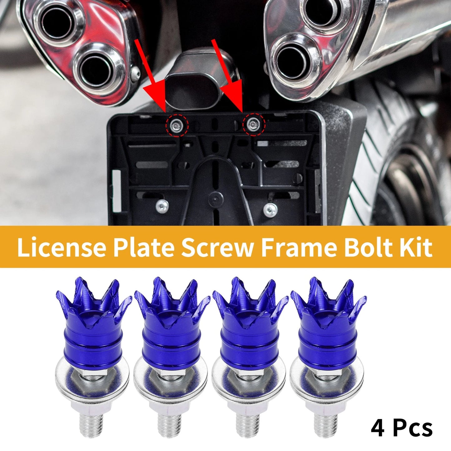 M6 40mm License Plate Screws Cover Al Alloy Blue 4Pcs for Universal Motorcycle