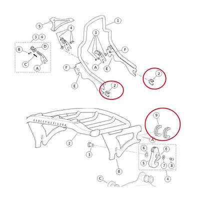 8x Rear Luggage Side Plate Mounting Grommet for Harley (2009-2023)