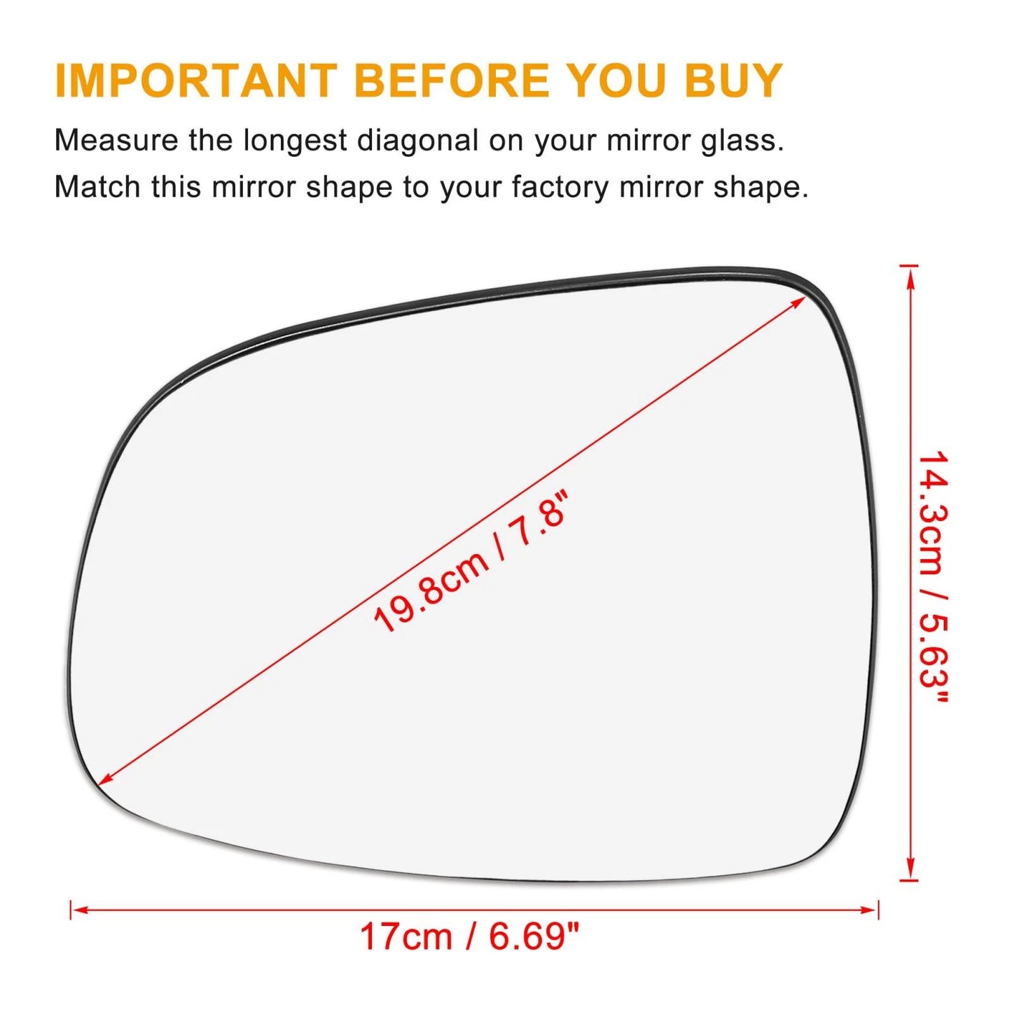 Left Side Mirror Glass with Backing Plate for Suzuki SX4 (2007-2014)