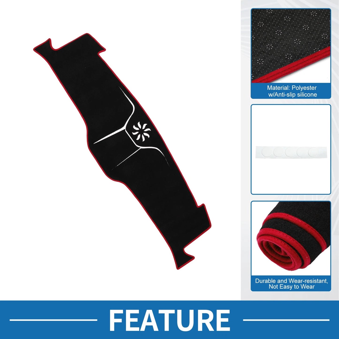 Dashboard Cover Mat for Ford Mustang Mach-E 2021-2024 Black Red