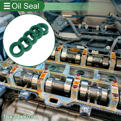 Oil Seal 5 Pcs Rotary Shaft Seal TPU 16x24x8mm High Pressure Green