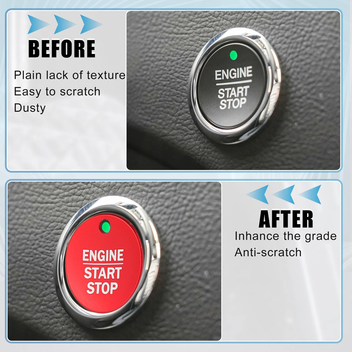 Engine Start Stop Button Cover Trim Sticker for Ford F-150 (2016-2021) Red