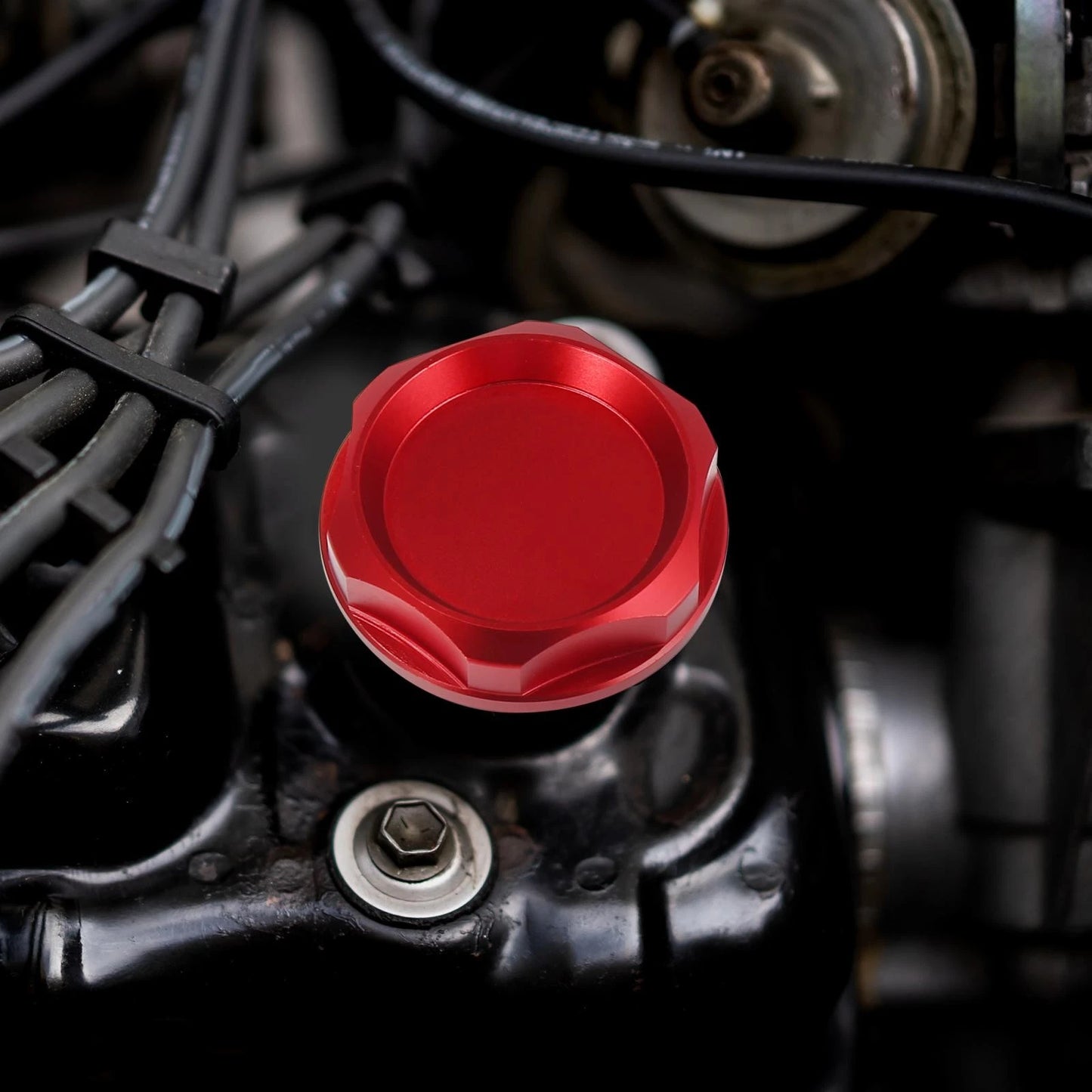 Red Aluminum Alloy Gas Engine Oil Filler Cap Cover for Mitsubishi
