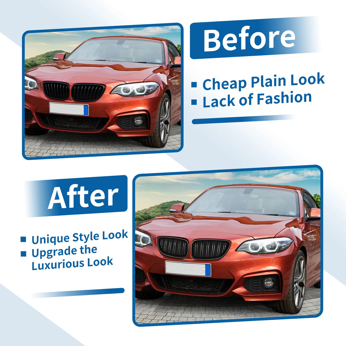 Front Upper Bumper Grille for BMW 2 Series F22 2014-2021 Matte Black Grills