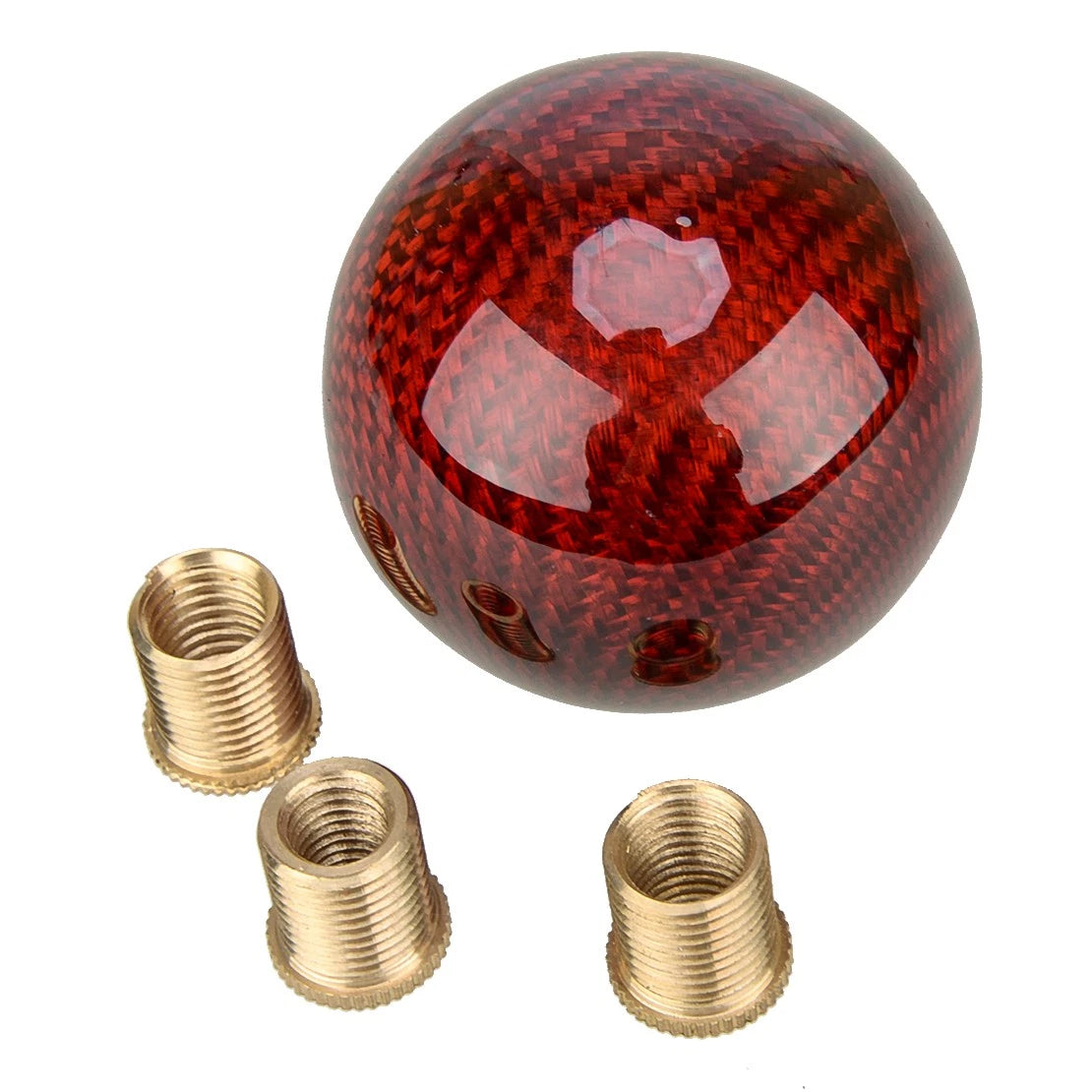 Carbon Fiber Red Ball Manual MT Gear Shift Knob w/ 3 Adapters for Car
