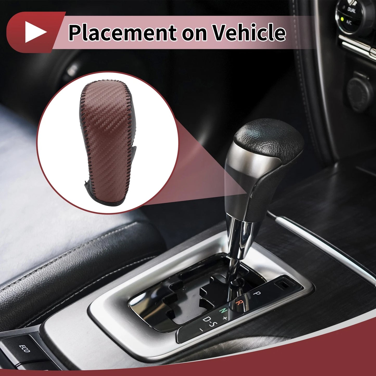 Gear Shift Knob Cover for Ford Fiesta 2009-2012 Brown Faux Leather