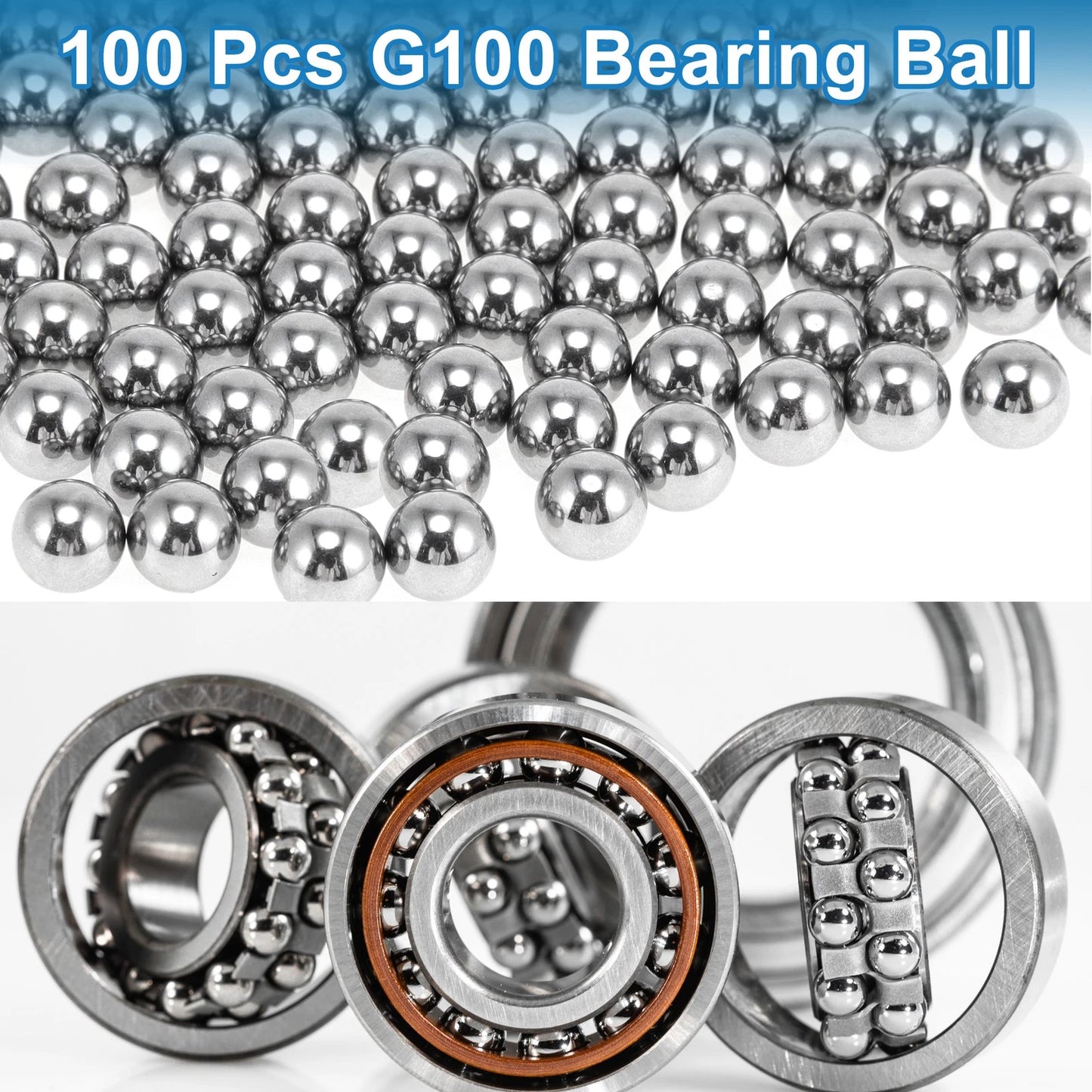 2.5mm Bearing Ball Bearing Steel G100 Precision Silver Tone 100 Pcs