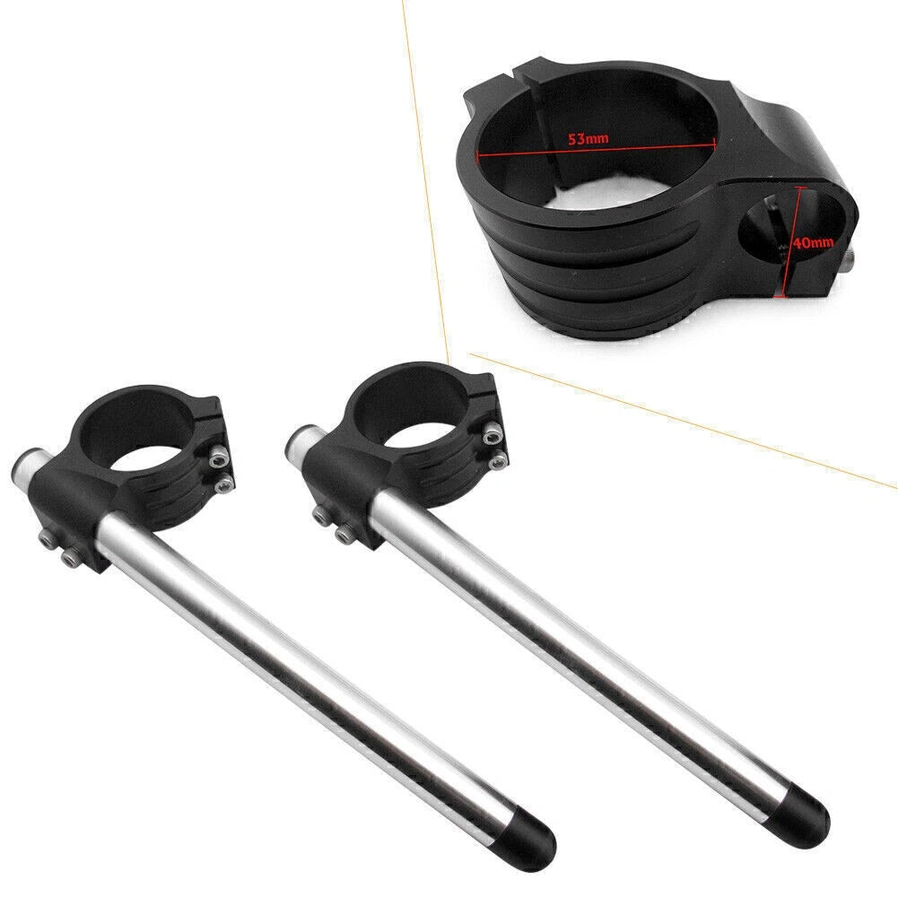 2 x CNC 53mm Clip-On Handlebars for Ducati 848 1098 1198 (2008-2015) Black