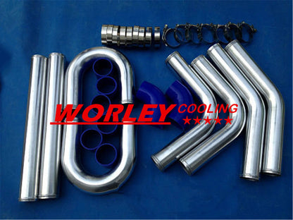 76mm Aluminum Intercooler Turbo Piping + Blue Hose Kits for NJ