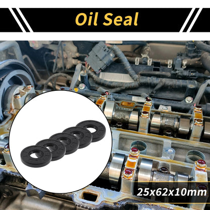 Oil Seal 5 Pcs Seal Ring Rotary Shaft NBR Rubber 25x62x10mm Black