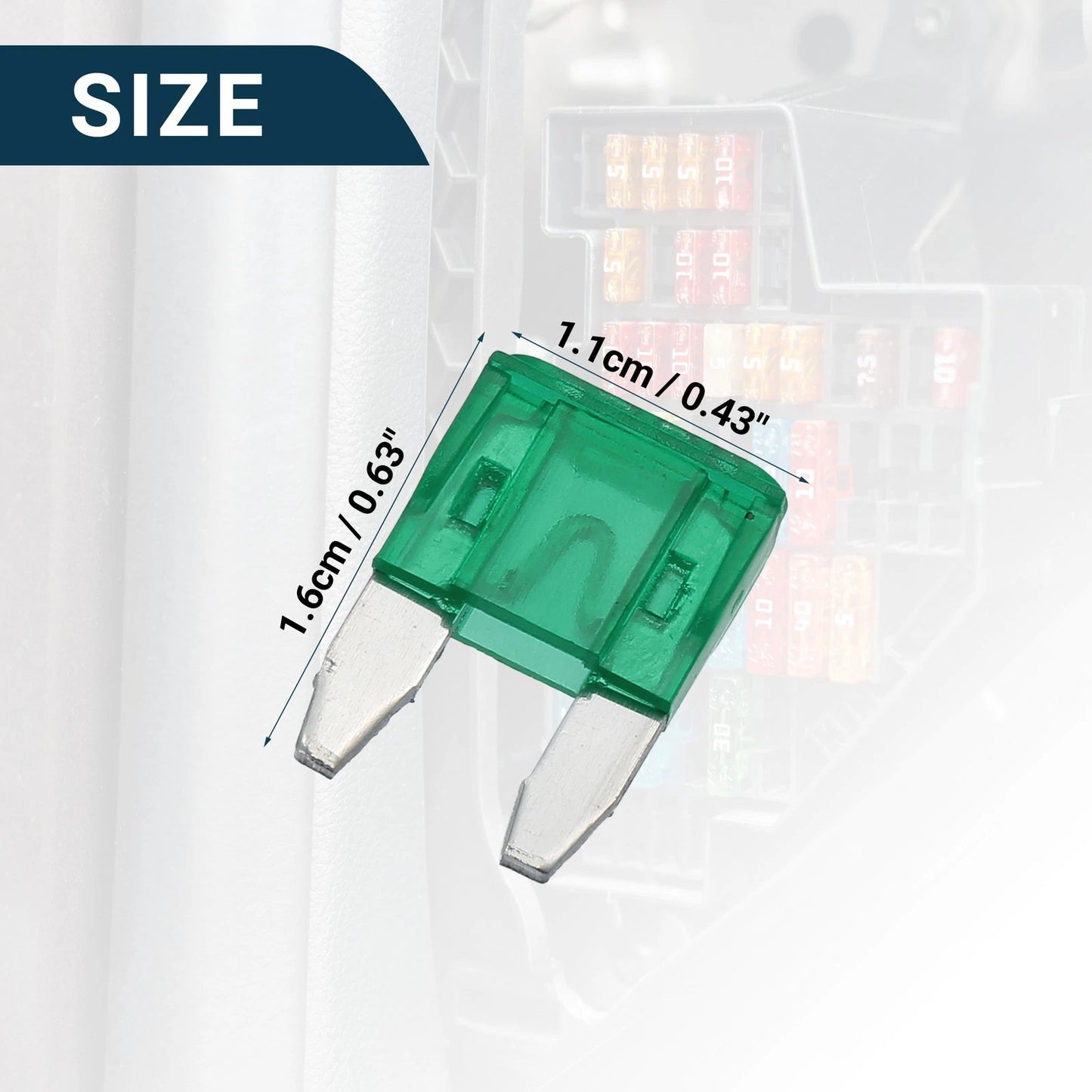 30A Mini Blade Fuses 20 x Short Circuit Protection for Car - Green