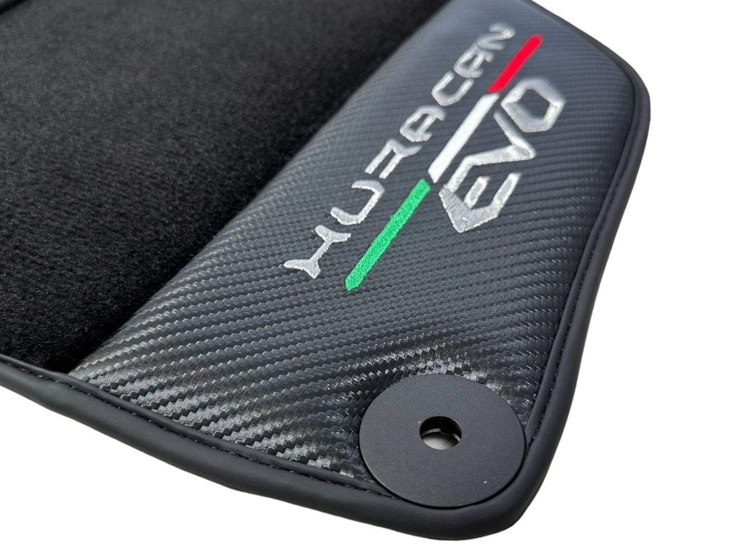 Black Floor Mats for Lamborghini Huracan EVO 2014-2023 LHD with Carbon Leather