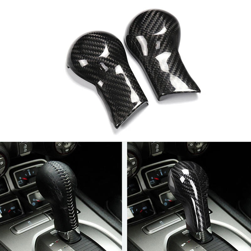 Real Carbon Fiber Gear Shift Head Cover Knob Cap Trim fit For Camaro 2010-2015
