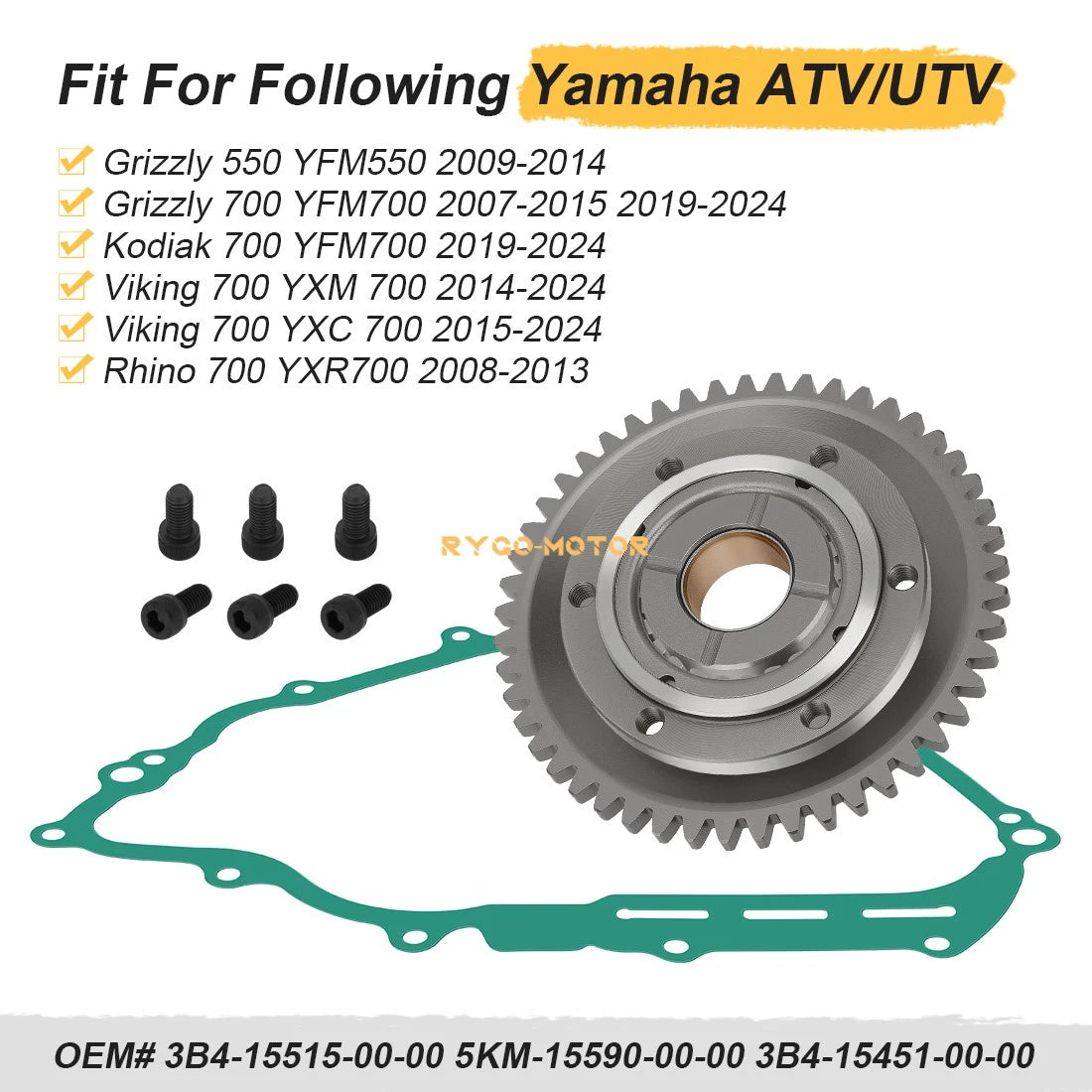 One Way Starter Clutch Bearing Gasket for Yamaha Rhino 700 YXR700 (2008–2013)