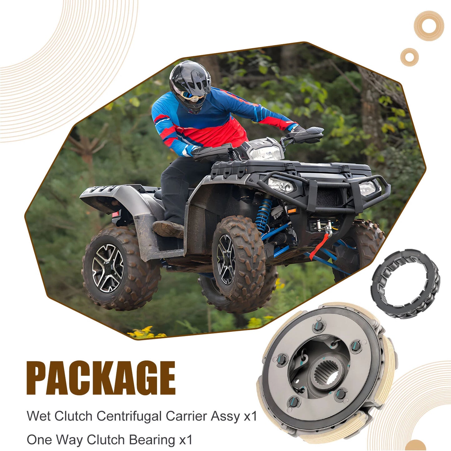 Wet Clutch Carrier & One Way Bearing for Honda FourTrax 300 (1993–2000)