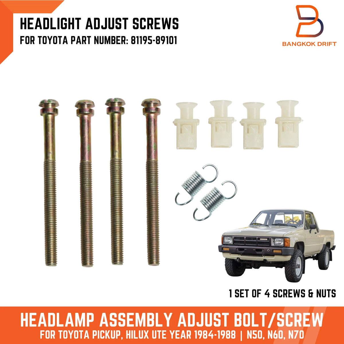 Headlamp Adjust Screw Nut for Toyota Hilux Ute (1984-1988)