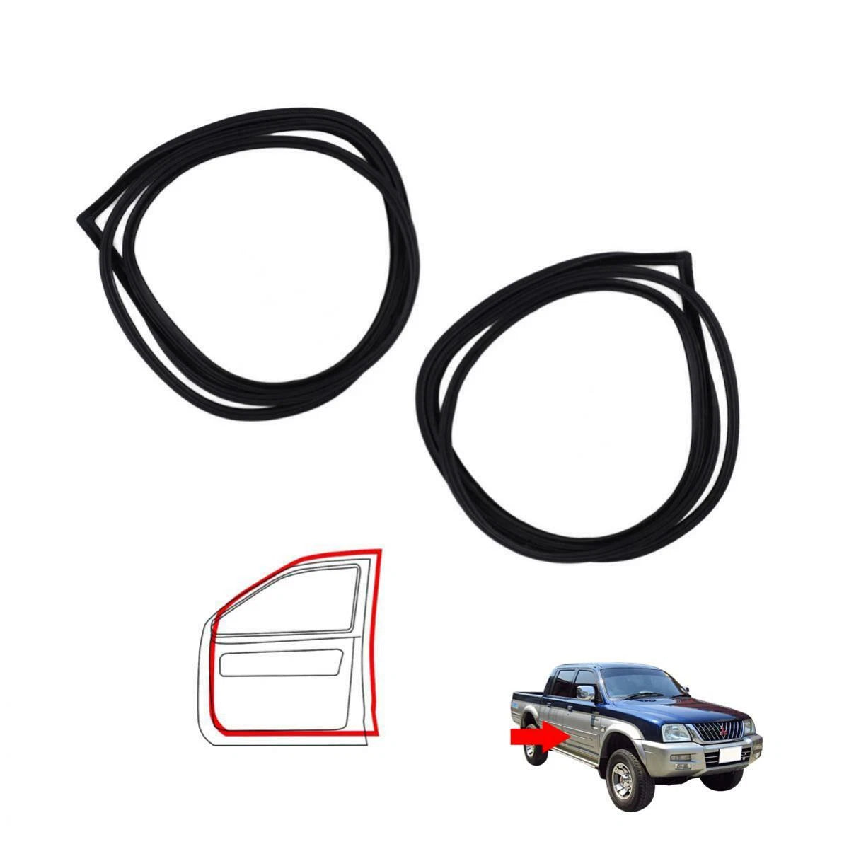 Weatherstrip Door Rubber Front Pair Fits Mitsubishi L200 Strada Ute 1996-05 EBDE