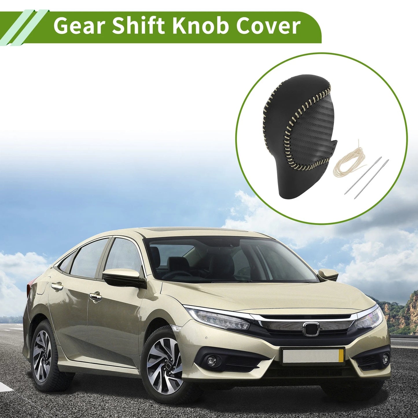 Black Carbon Fiber Gear Shift Knob Cover for Honda Civic (2022-2024)