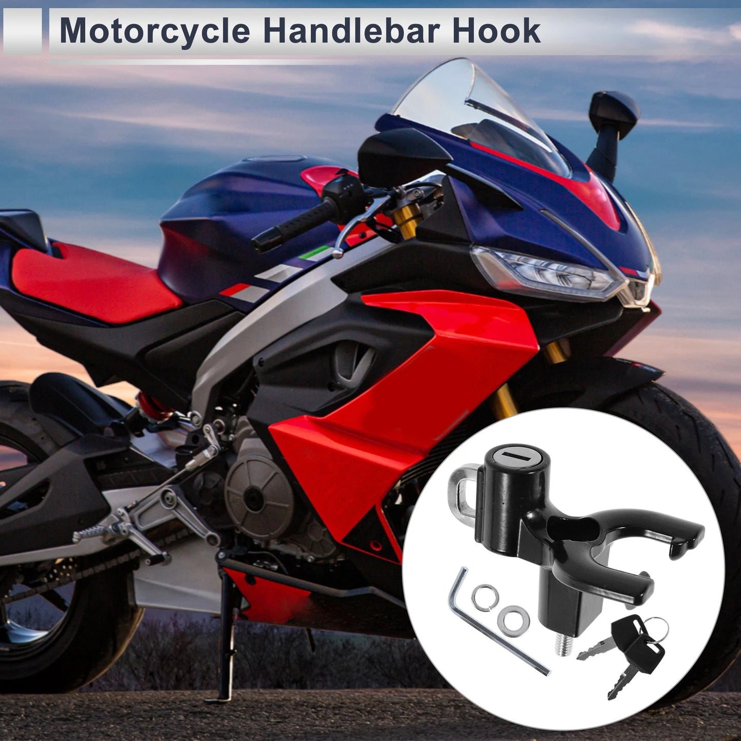 Double-Fork Metal Motorcycle Hanging Hook 1 Set Black for Motorcycle