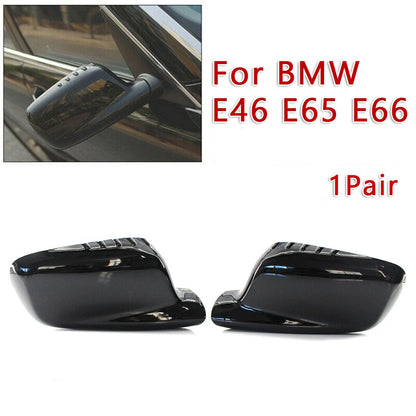 Gloss Black Mirror Cover Caps for BMW E46 E65 E66 330Ci 745i 750i 750Li 760i