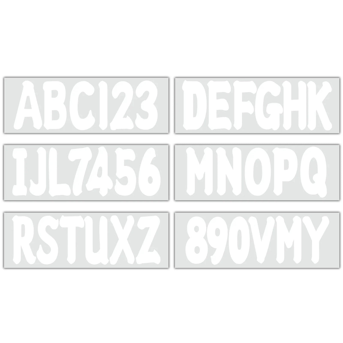 Personalized Boat Registration Decals A-Z & 0-9 White 4 Set