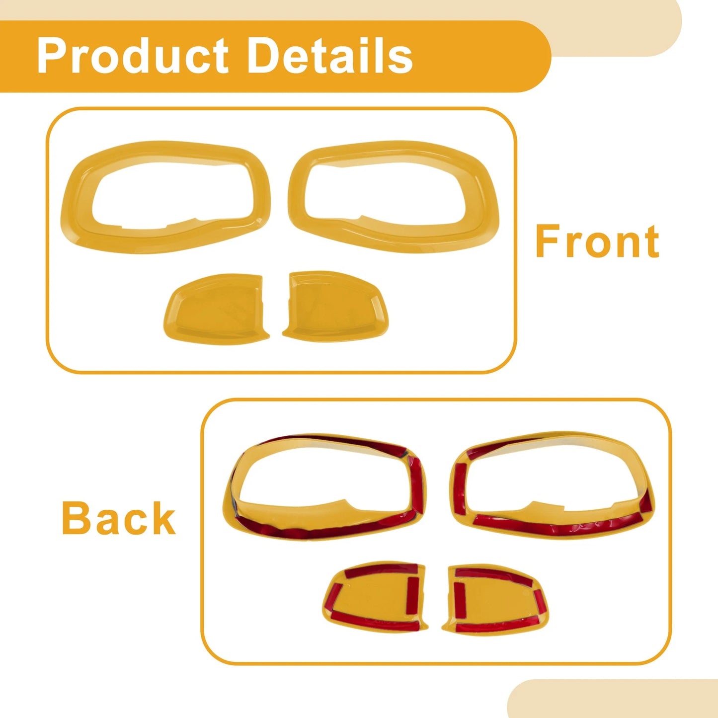 Yellow ABS Interior Door Handle Bowl Cover Trim for Jeep Renegade (2015-2023) 4Pcs