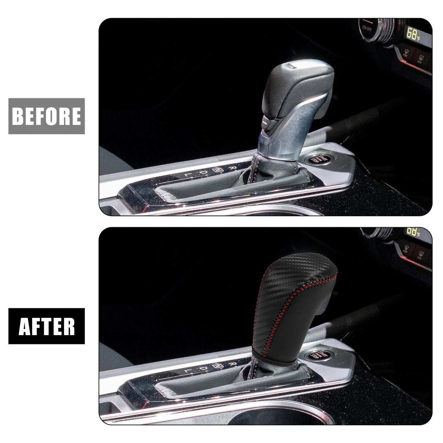 Faux Leather Carbon Fiber Black Gear Shift Knob Cover for Nissan