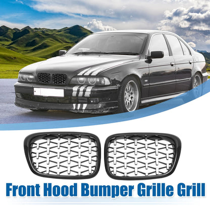 Front Hood Bumper Grille for BMW 525i 530i E39 Diamond Star Black