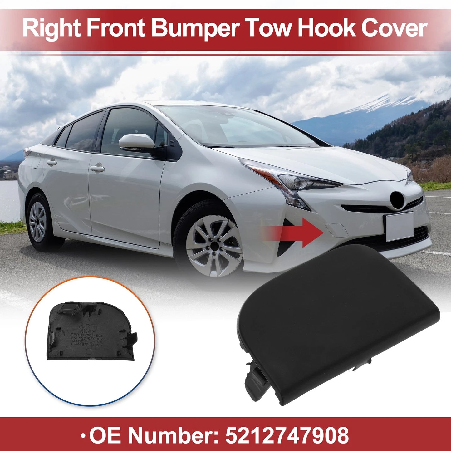 Right Front Car Tow Hook Cover for Toyota Avensis (2008-2011)