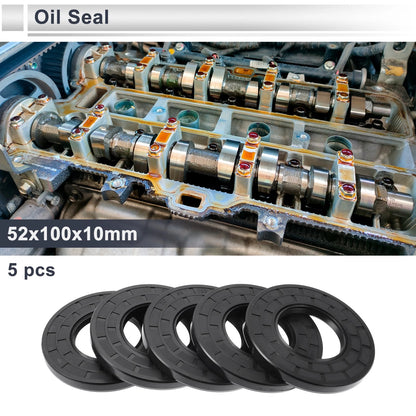 Oil Seal 52x100x10mm Black 5 Pcs Seal Ring Rotary Shaft Nitrile Rubber