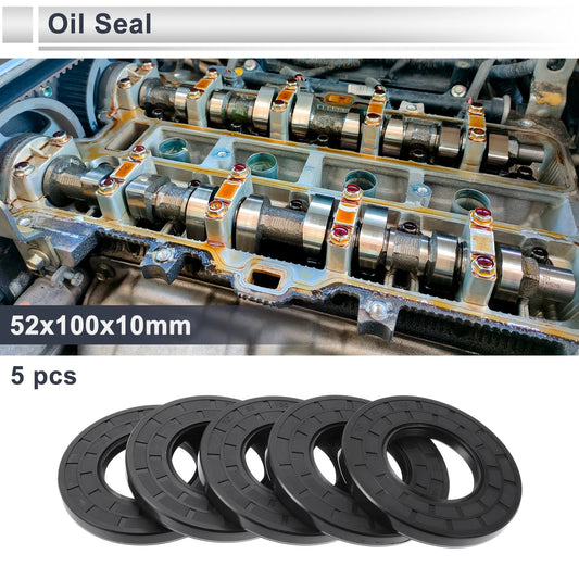 Oil Seal 52x100x10mm Black 5 Pcs Seal Ring Rotary Shaft Nitrile Rubber