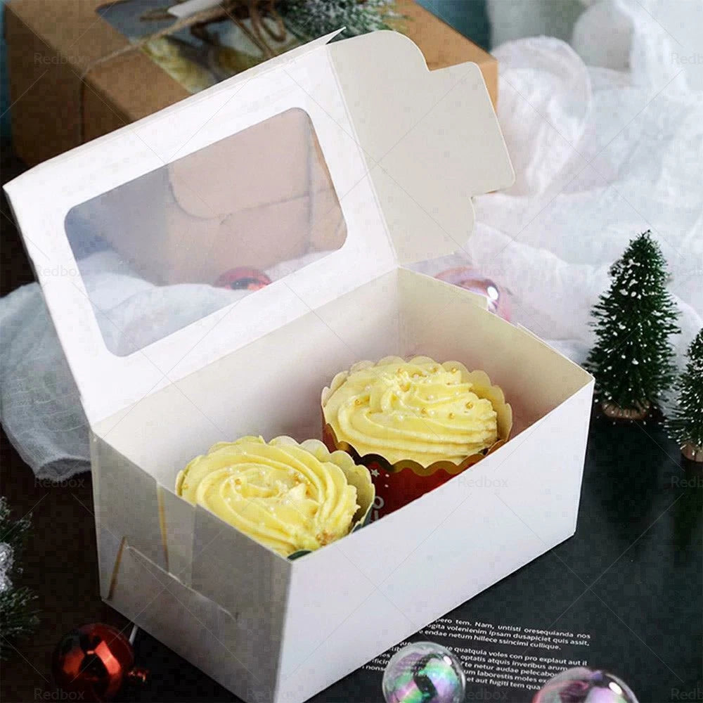 25pcs Cupcake Box Case with 2 Holes for Wedding Party Muffins