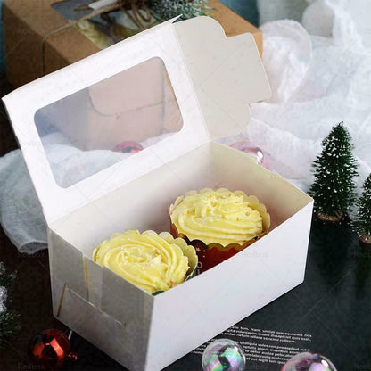 25pcs Cupcake Box Case with 2 Holes for Wedding Party Muffins