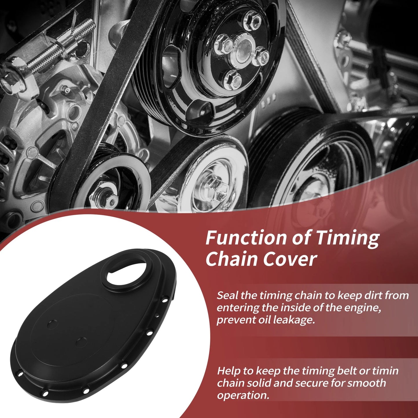 Polished Aluminum Timing Chain Cover Kit With Gaskets And Bolts for Chevy SBC