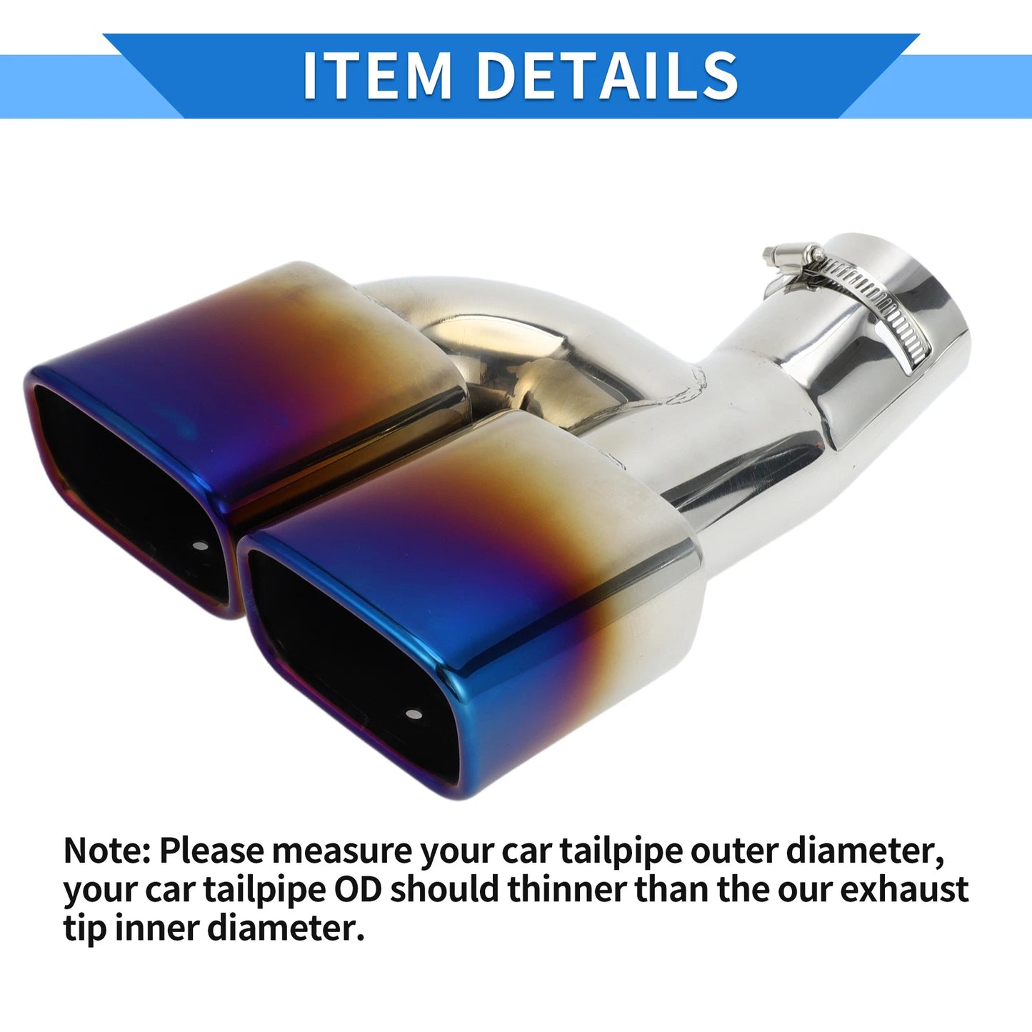 Square Curved Dual Exhaust Tip 2.4" Inlet for Toyota Noah Voxy (2014-2023)