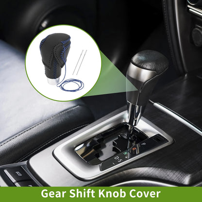 Car Gear Shift Knob Cover for Toyota CH-R 2018-2022 Black Blue Faux Leather