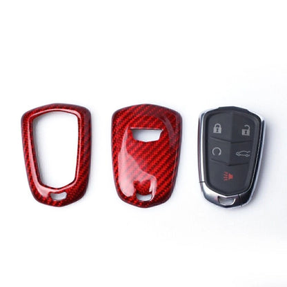 Key Cover Case for 2015-2023 Cadillac ATS CTS CT6 Carbon Fiber Red (2015-2023)