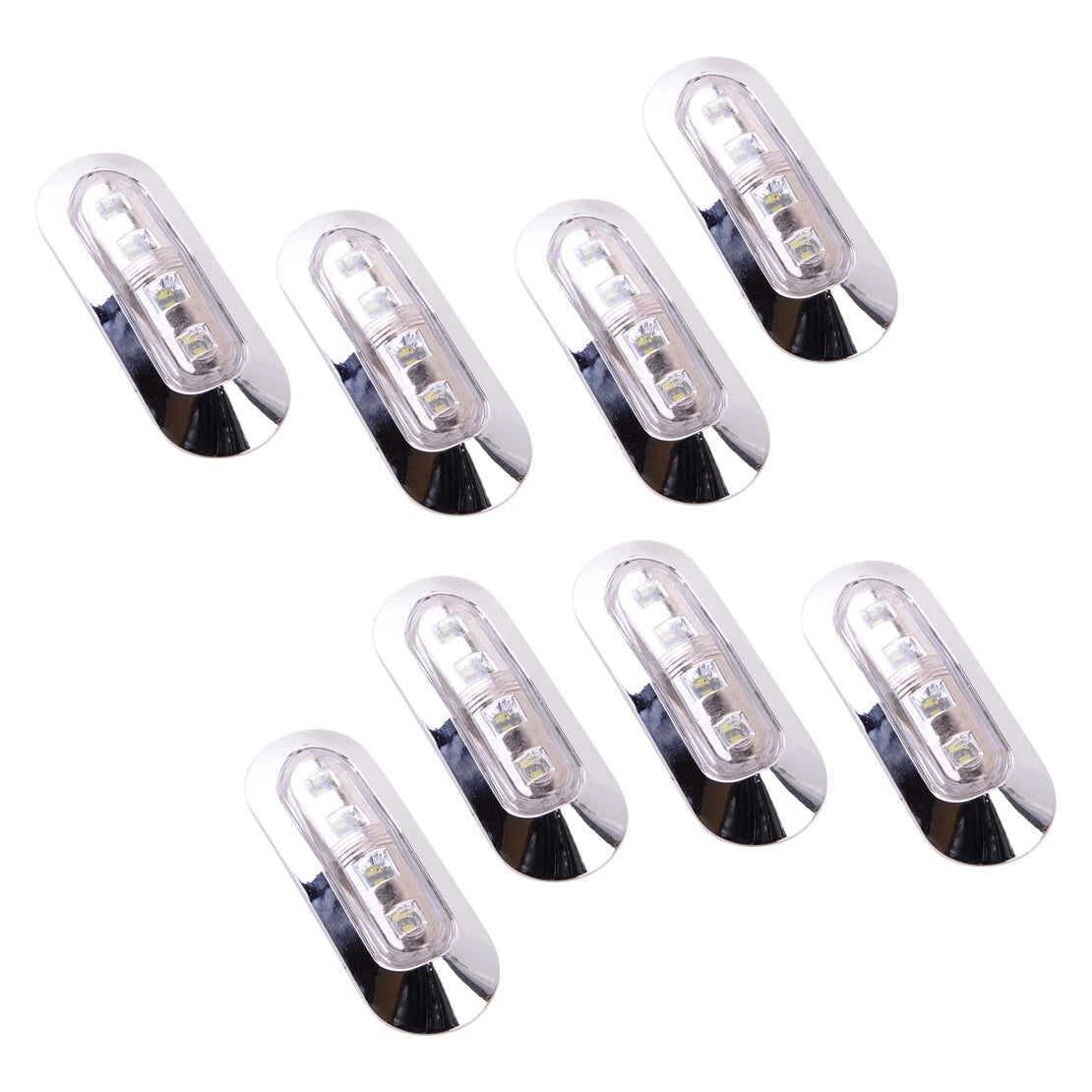 8x White 4-LED Clearance Side Marker Lights for Truck Trailer 12V 24V