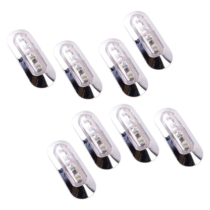 8x White 4-LED Clearance Side Marker Lights for Truck Trailer 12V 24V