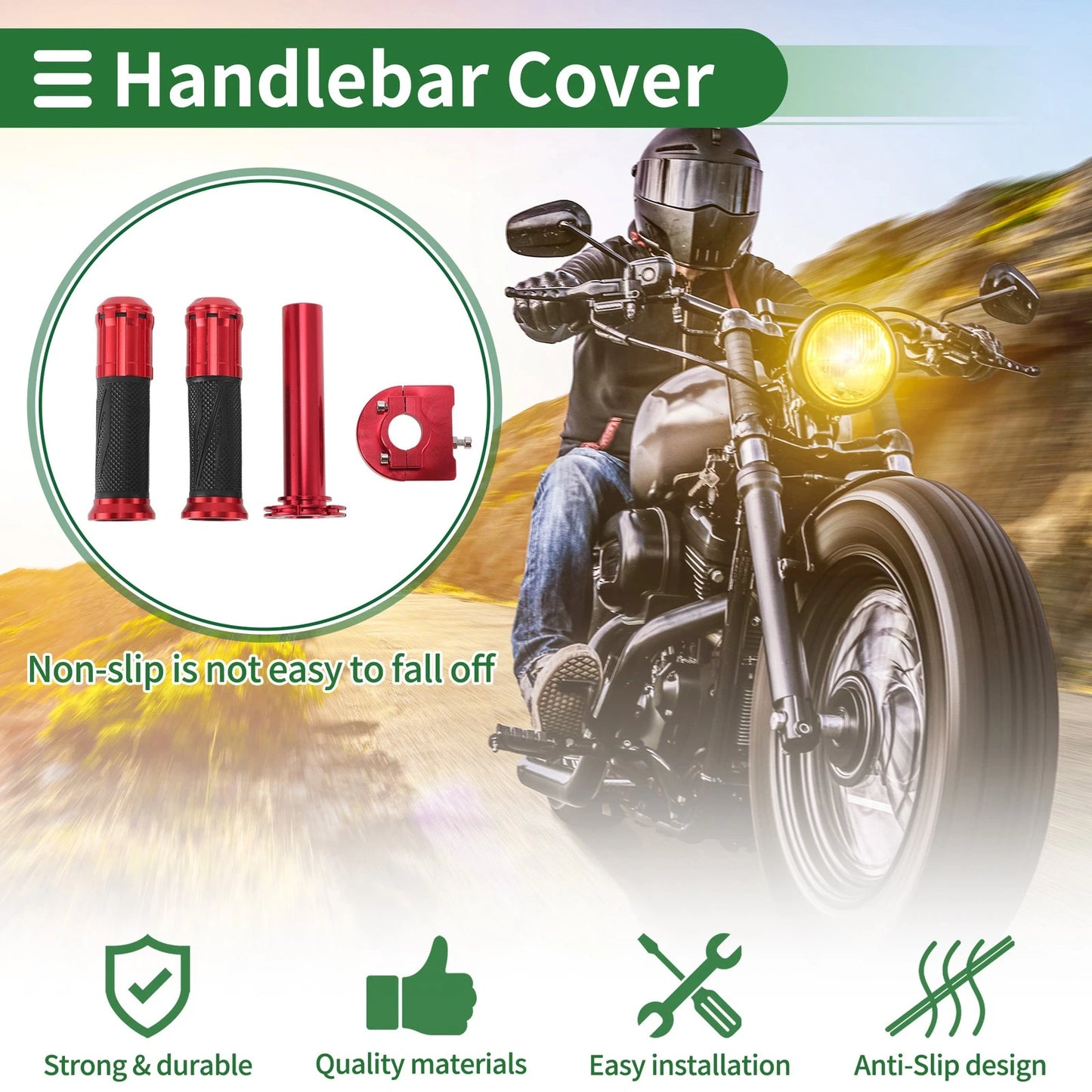7/8" 22mm Hand Grips Cover Rhombus Pattern Red for Motorcycle