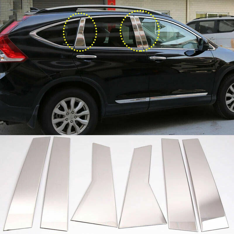 Chrome Pillar Post Stainless Trim Door Cover 6pcs for Honda CR-V (2012–2016)