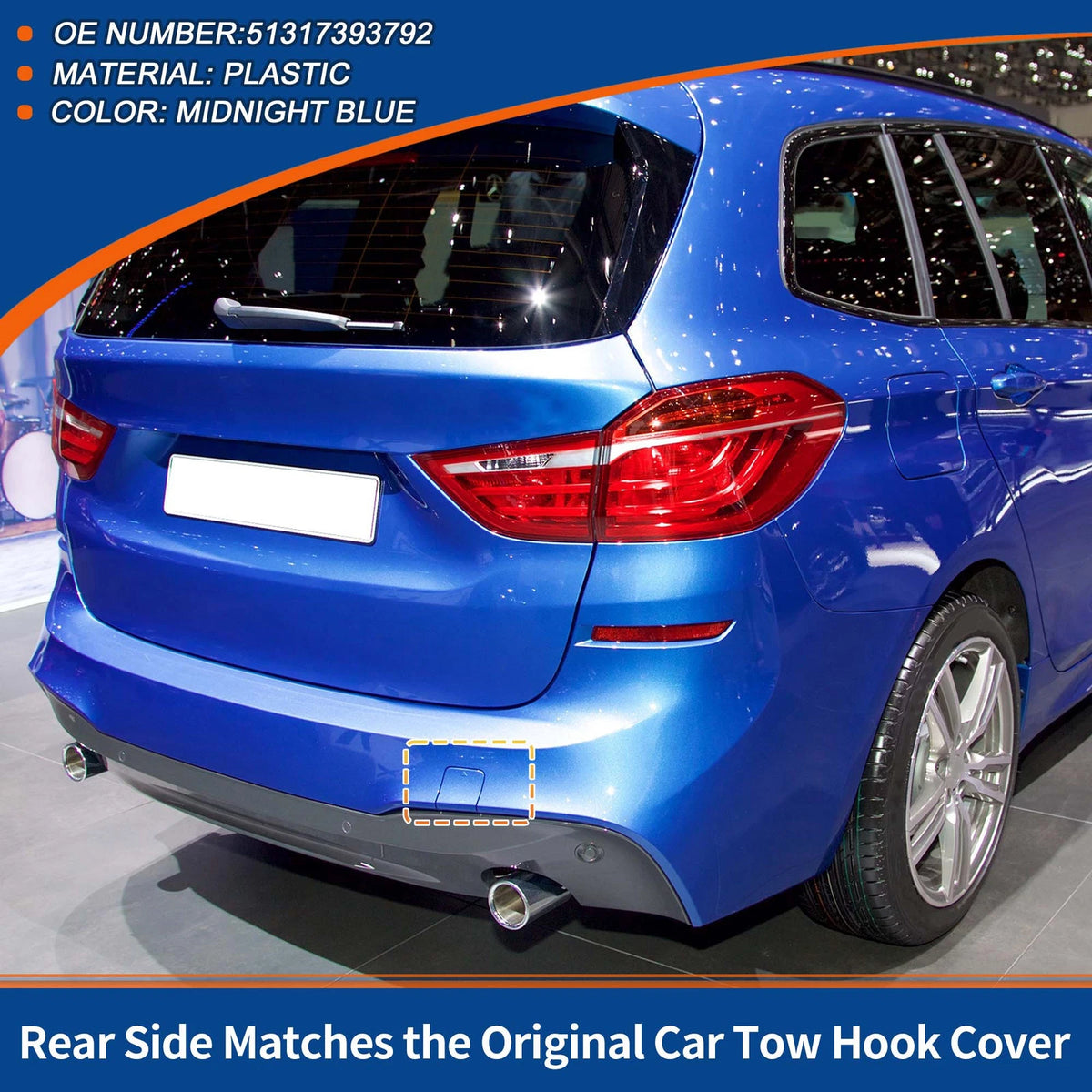 Rear Tow Hook Cover for BMW 2 Series F45 (2014-2021) - Midnight Blue