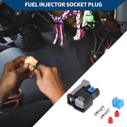 2 x Pins Fuel Injector Socket Plug Black, Blue for Buick Excelle